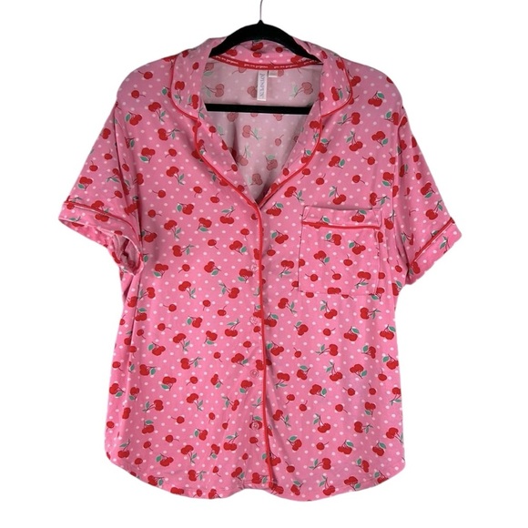 Joyspun Other - Joyspun Pink Cherry Short Sleeve Button Down Super Soft Comfy Pajama Top Size XL